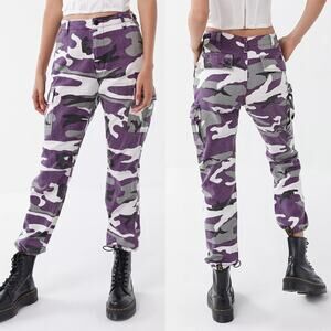 Dickies Camo Cargo Utility Pants Purple Black White Juniors Sz 1 Womens Sz 2